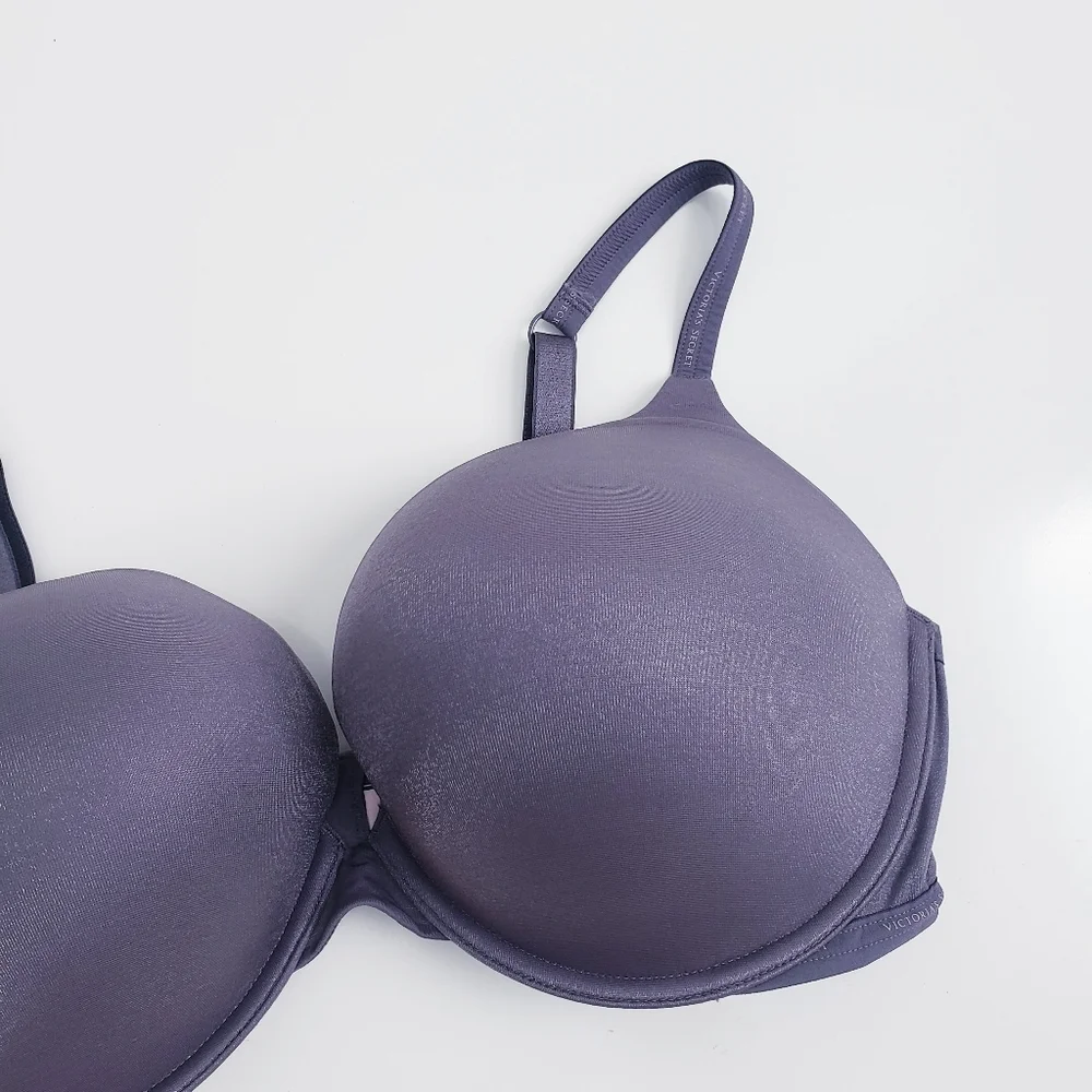 Victorias Secret T-Shirt Pushup Plunge Purple Heathered Silver Bra